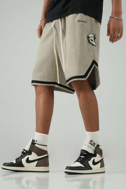 BJHG Y2K Grunge Contrast-Lined Lounge Shorts - 90s Retro Summer Outfit for Women