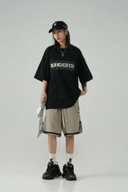 BJHG Y2K Grunge Contrast-Lined Lounge Shorts - 90s Retro Summer Outfit for Women