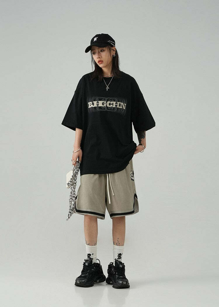 BJHG Y2K Grunge Contrast-Lined Lounge Shorts - 90s Retro Summer Outfit for Women