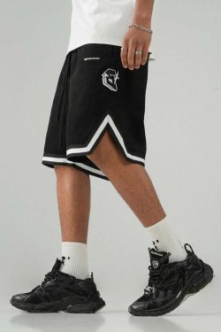 BJHG Y2K Grunge Contrast-Lined Lounge Shorts - 90s Retro Summer Outfit for Women