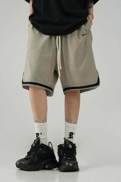 BJHG Y2K Grunge Contrast-Lined Lounge Shorts - 90s Retro Summer Outfit for Women