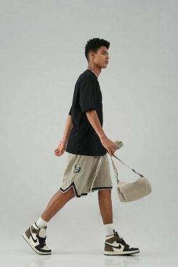 BJHG Y2K Grunge Contrast-Lined Lounge Shorts - 90s Retro Summer Outfit for Women