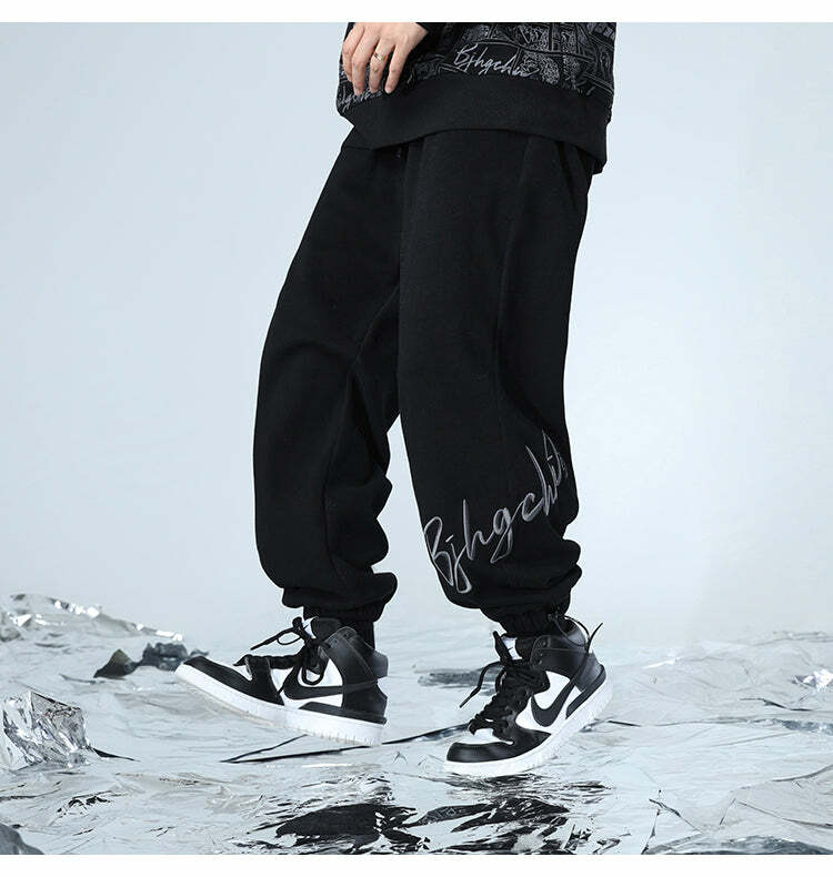 BJHG Y2K Grunge Drawstring Lounge Pants - 90s Retro Summer Outfit, Gothic Y2K Fashion