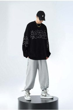 BJHG Y2K Grunge Drawstring Lounge Pants - 90s Retro Summer Outfit, Gothic Y2K Fashion