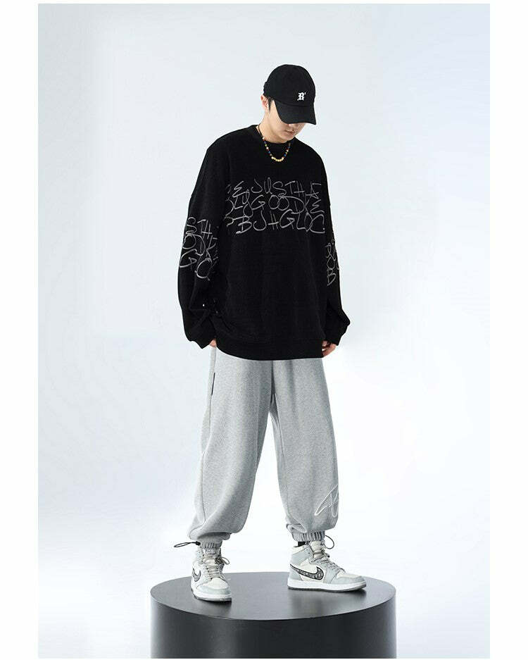 BJHG Y2K Grunge Drawstring Lounge Pants - 90s Retro Summer Outfit, Gothic Y2K Fashion