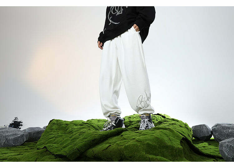 BJHG Y2K Grunge Drawstring Lounge Pants - 90s Retro Summer Outfit, Gothic Y2K Fashion