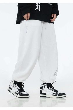 BJHG Y2K Grunge Drawstring Lounge Pants - 90s Retro Summer Outfit, Gothic Y2K Fashion