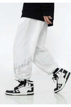 BJHG Y2K Grunge Drawstring Lounge Pants - 90s Retro Summer Outfit, Gothic Y2K Fashion