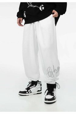 BJHG Y2K Grunge Drawstring Lounge Pants - 90s Retro Summer Outfit, Gothic Y2K Fashion