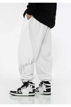 BJHG Y2K Grunge Drawstring Lounge Pants - 90s Retro Summer Outfit, Gothic Y2K Fashion