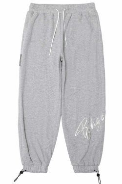 BJHG Y2K Grunge Drawstring Lounge Pants - 90s Retro Summer Outfit, Gothic Y2K Fashion