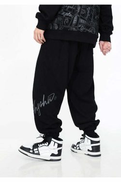 BJHG Y2K Grunge Drawstring Lounge Pants - 90s Retro Summer Outfit, Gothic Y2K Fashion