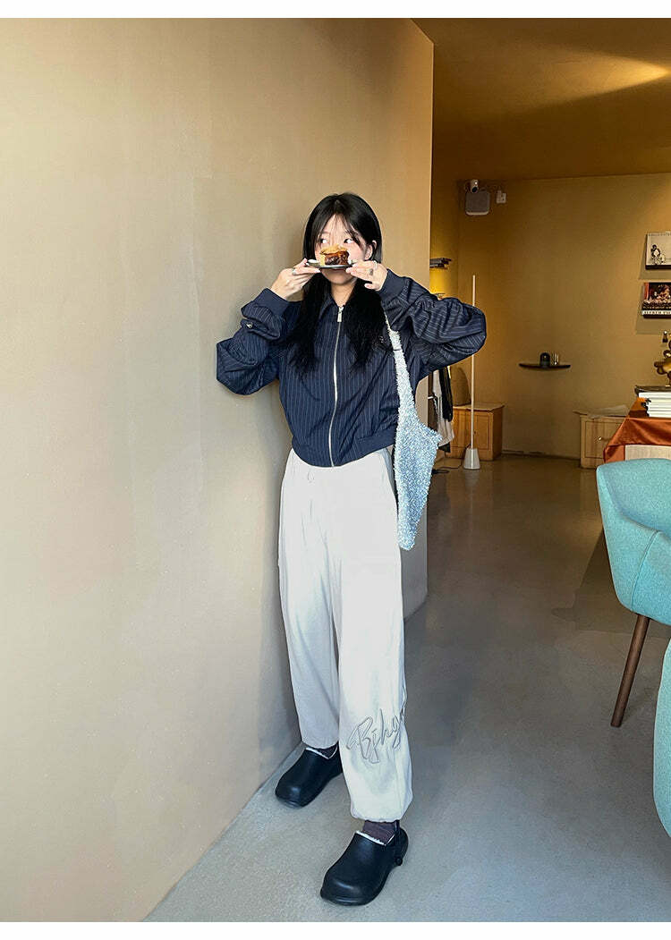 BJHG Y2K Grunge Drawstring Lounge Pants - 90s Retro Summer Outfit, Gothic Y2K Fashion
