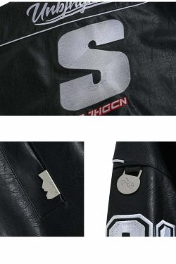 BJHG Y2K Grunge Patched Biker Jacket - 90s Retro Style, Summer Outfits, Gothic Y2K Fashion