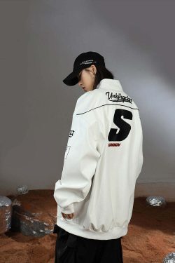 BJHG Y2K Grunge Patched Biker Jacket - 90s Retro Style, Summer Outfits, Gothic Y2K Fashion