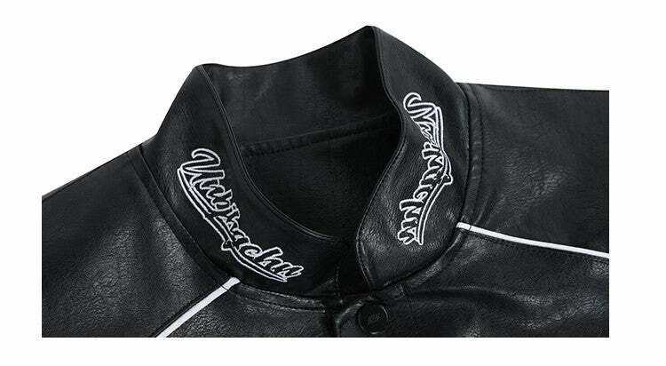 BJHG Y2K Grunge Patched Biker Jacket - 90s Retro Style, Summer Outfits, Gothic Y2K Fashion