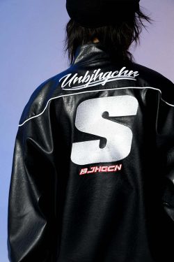 BJHG Y2K Grunge Patched Biker Jacket - 90s Retro Style, Summer Outfits, Gothic Y2K Fashion