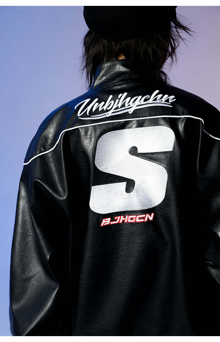 BJHG Y2K Grunge Patched Biker Jacket - 90s Retro Style, Summer Outfits, Gothic Y2K Fashion