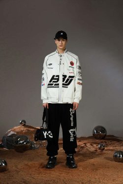 BJHG Y2K Grunge Patched Biker Jacket - 90s Retro Style, Summer Outfits, Gothic Y2K Fashion
