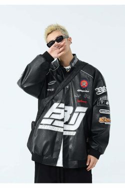 BJHG Y2K Grunge Patched Biker Jacket - Retro 90s Fashion, Summer Outfits, and Clubwear