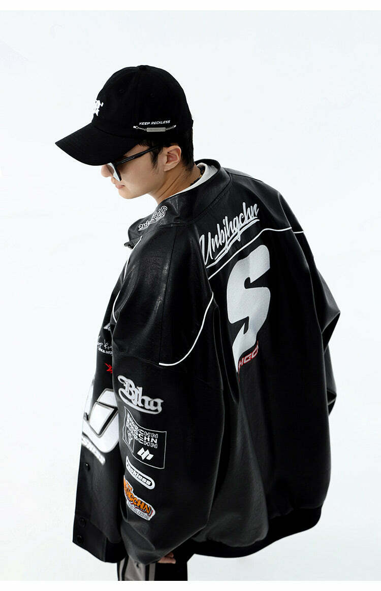 BJHG Y2K Grunge Patched Biker Jacket - Retro 90s Fashion, Summer Outfits, and Clubwear