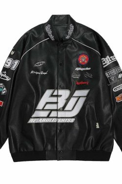 BJHG Y2K Grunge Patched Biker Jacket - Retro 90s Fashion, Summer Outfits, and Clubwear