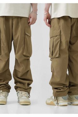 BJHG Y2K Pleated Cargo Pants - 90s Grunge, Retro Summer Outfits, Y2K Fashion Essentials
