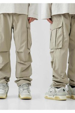 BJHG Y2K Pleated Cargo Pants - 90s Grunge, Retro Summer Outfits, Y2K Fashion Essentials