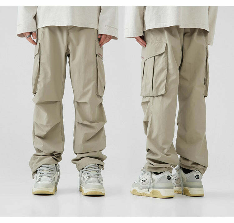 BJHG Y2K Pleated Cargo Pants - 90s Grunge, Retro Summer Outfits, Y2K Fashion Essentials
