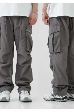 BJHG Y2K Pleated Cargo Pants - 90s Grunge, Retro Summer Outfits, Y2K Fashion Essentials