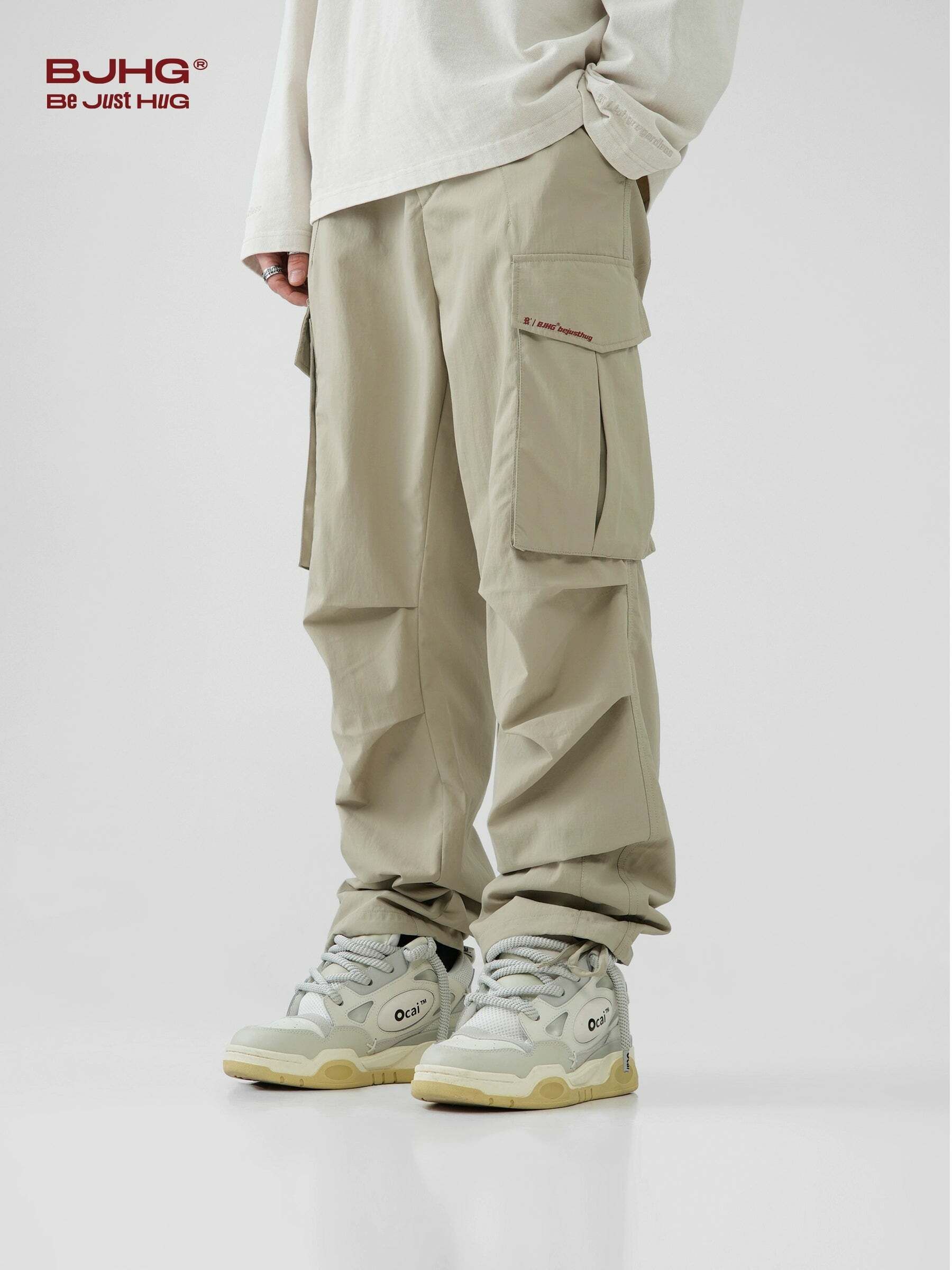 BJHG Y2K Pleated Cargo Pants - 90s Grunge, Retro Summer Outfits, Y2K Fashion Essentials