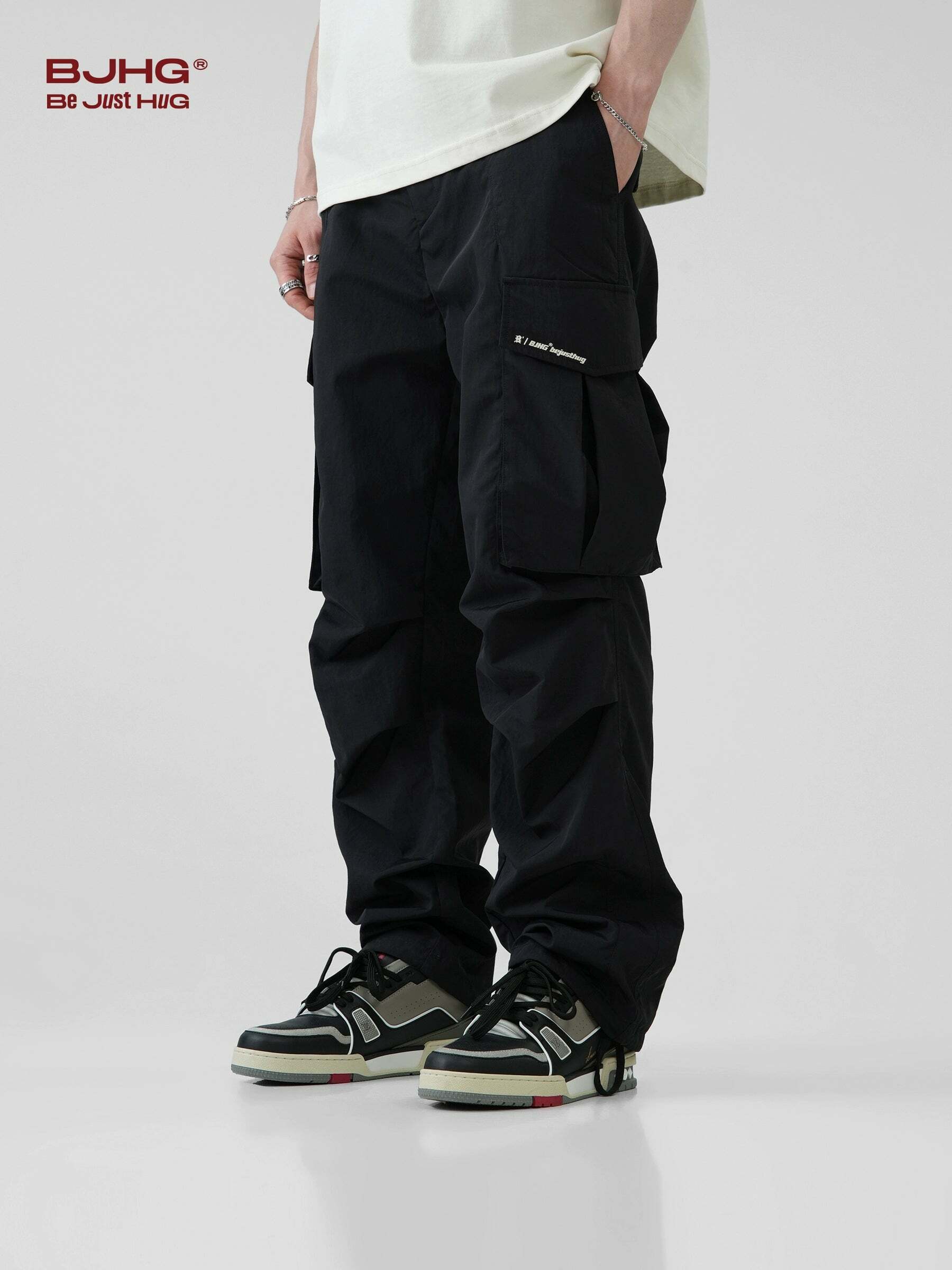 BJHG Y2K Pleated Cargo Pants - 90s Grunge, Retro Summer Outfits, Y2K Fashion Essentials