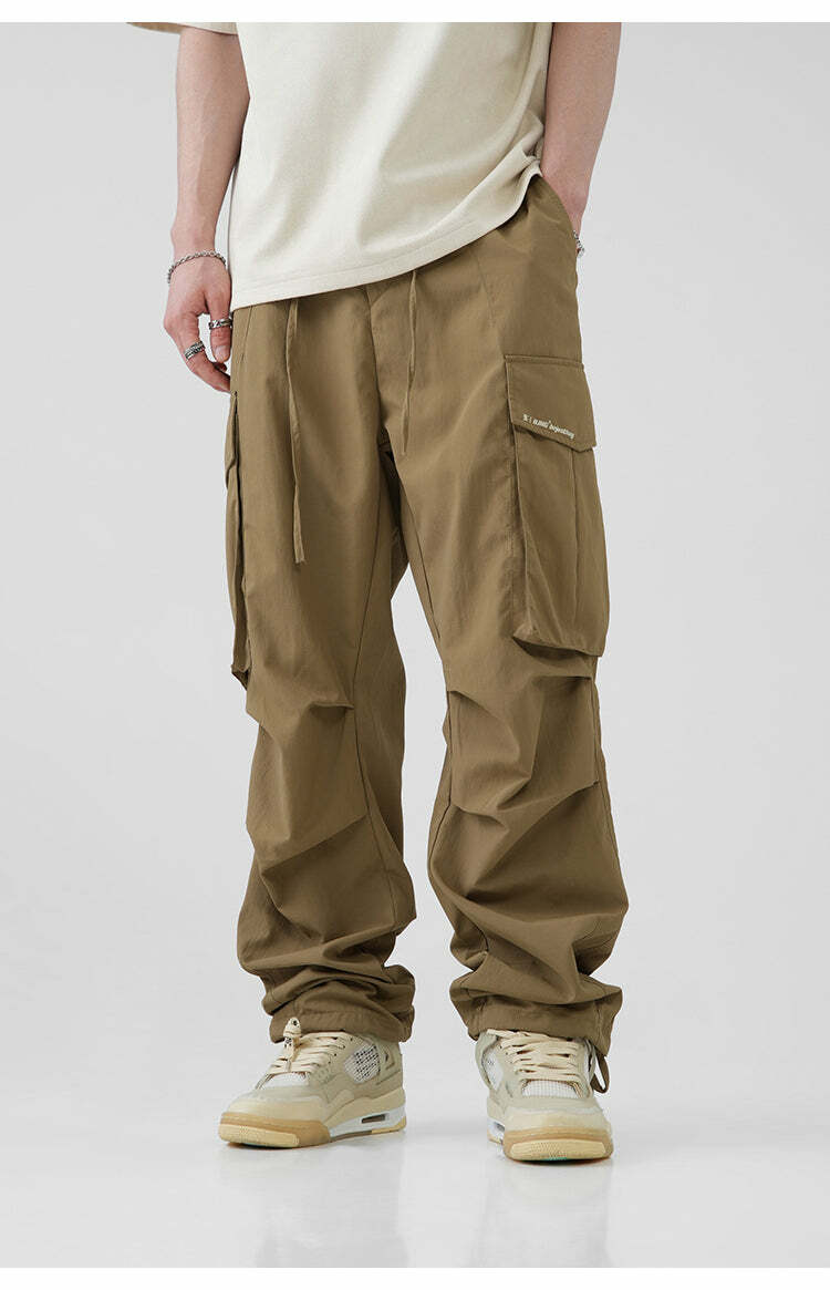 BJHG Y2K Pleated Cargo Pants - 90s Grunge, Retro Summer Outfits, Y2K Fashion Essentials