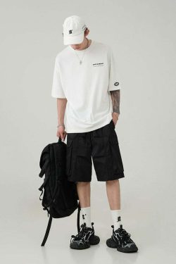 BJHG Y2K Pleated Drawstring Cargo Shorts - 90s Grunge Summer Outfit, Retro Y2K Fashion