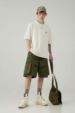 BJHG Y2K Pleated Drawstring Cargo Shorts - 90s Grunge Summer Outfit, Retro Y2K Fashion