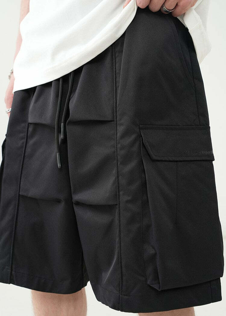 BJHG Y2K Pleated Drawstring Cargo Shorts - 90s Grunge Summer Outfit, Retro Y2K Fashion