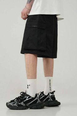 BJHG Y2K Pleated Drawstring Cargo Shorts - 90s Grunge Summer Outfit, Retro Y2K Fashion