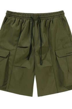 BJHG Y2K Pleated Drawstring Cargo Shorts - 90s Grunge Summer Outfit, Retro Y2K Fashion