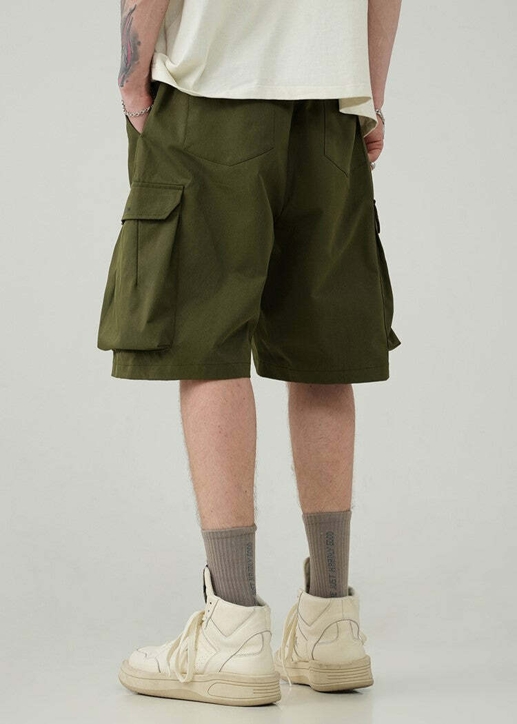 BJHG Y2K Pleated Drawstring Cargo Shorts - 90s Grunge Summer Outfit, Retro Y2K Fashion