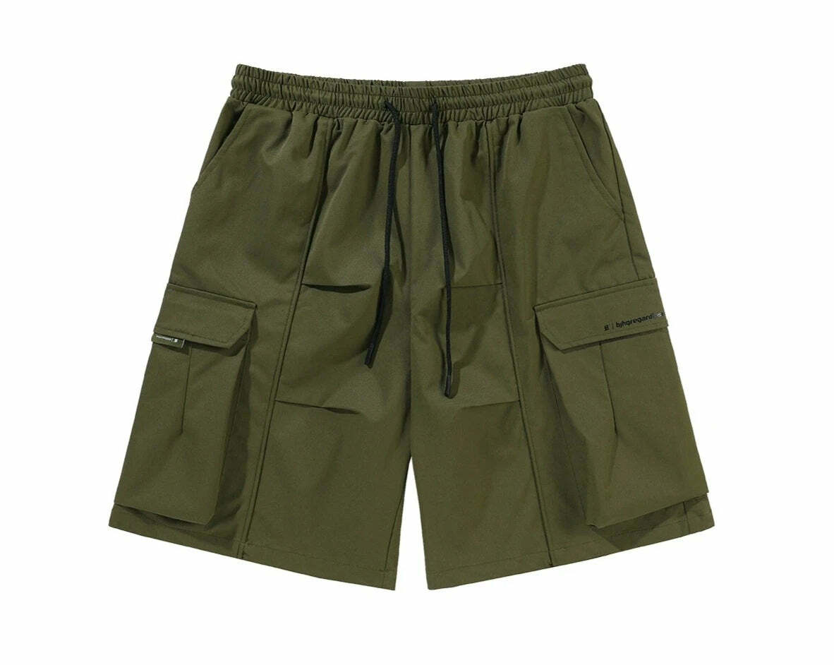 BJHG Y2K Pleated Drawstring Cargo Shorts - 90s Grunge Summer Outfit, Retro Y2K Fashion