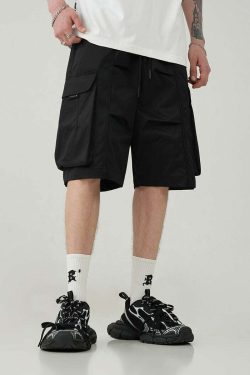 BJHG Y2K Pleated Drawstring Cargo Shorts - 90s Grunge Summer Outfit, Retro Y2K Fashion