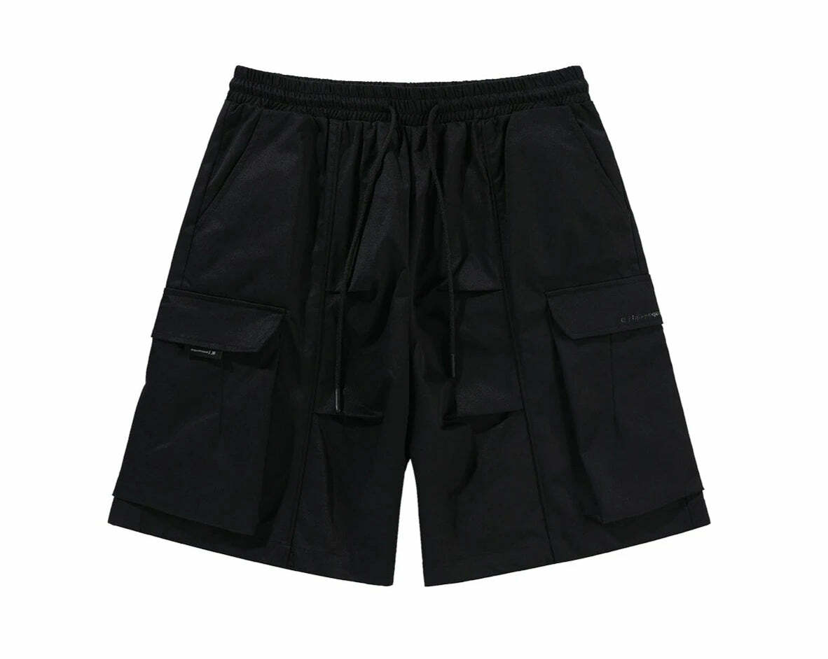 BJHG Y2K Pleated Drawstring Cargo Shorts - 90s Grunge Summer Outfit, Retro Y2K Fashion