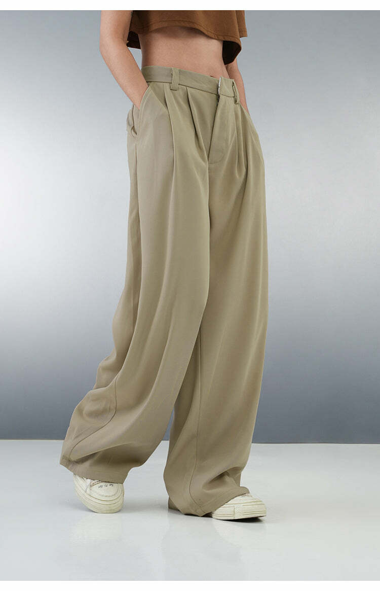 BJHG Y2K Pleated Trousers - 90s Grunge, Retro Summer Outfits, Y2K Club & Party Fashion