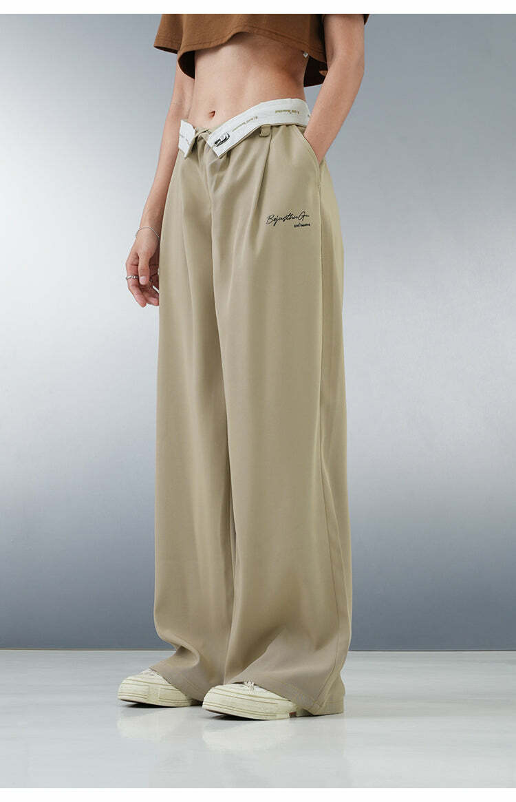 BJHG Y2K Pleated Trousers - 90s Grunge, Retro Summer Outfits, Y2K Club & Party Fashion