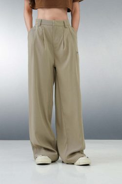 BJHG Y2K Pleated Trousers - 90s Grunge, Retro Summer Outfits, Y2K Club & Party Fashion