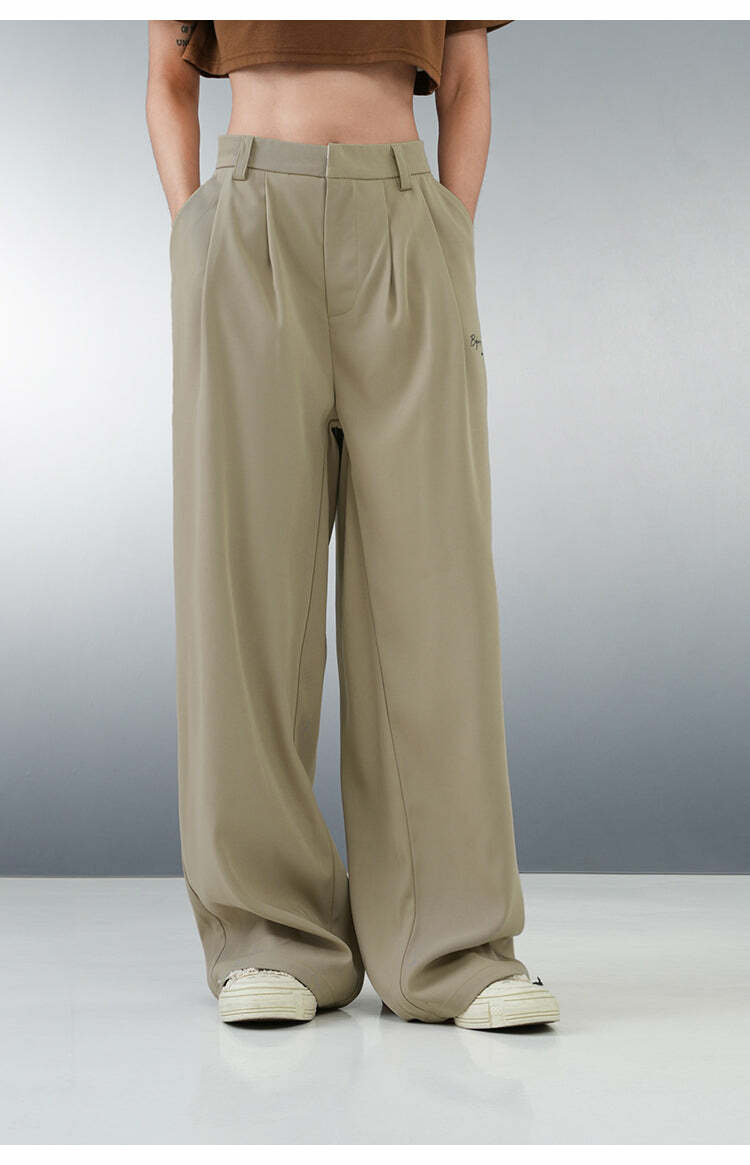 BJHG Y2K Pleated Trousers - 90s Grunge, Retro Summer Outfits, Y2K Club & Party Fashion