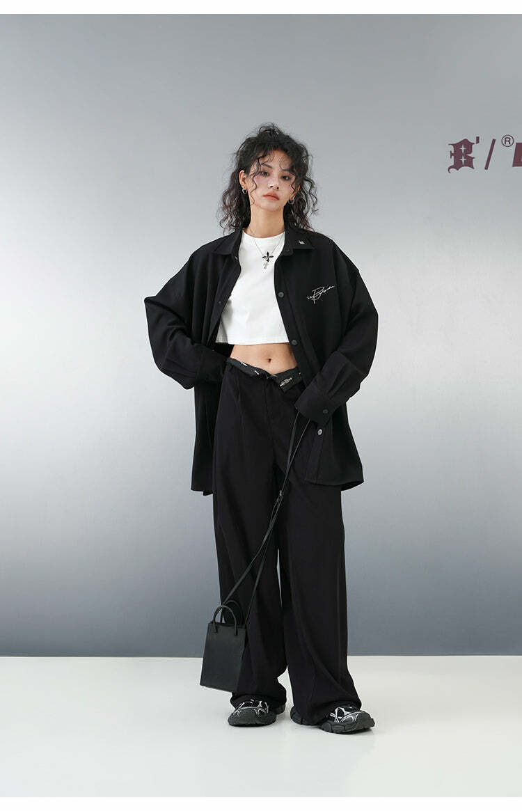 BJHG Y2K Pleated Trousers - 90s Grunge, Retro Summer Outfits, Y2K Club & Party Fashion