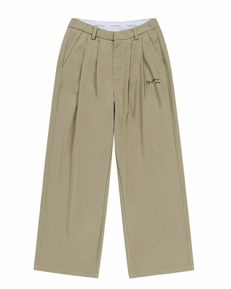 BJHG Y2K Pleated Trousers - 90s Grunge, Retro Summer Outfits, Y2K Club & Party Fashion