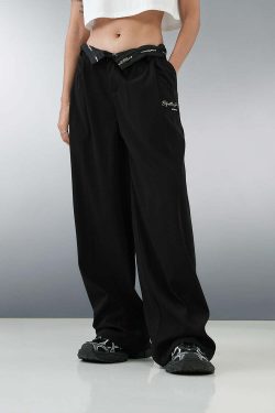 BJHG Y2K Pleated Trousers - 90s Grunge, Retro Summer Outfits, Y2K Club & Party Fashion