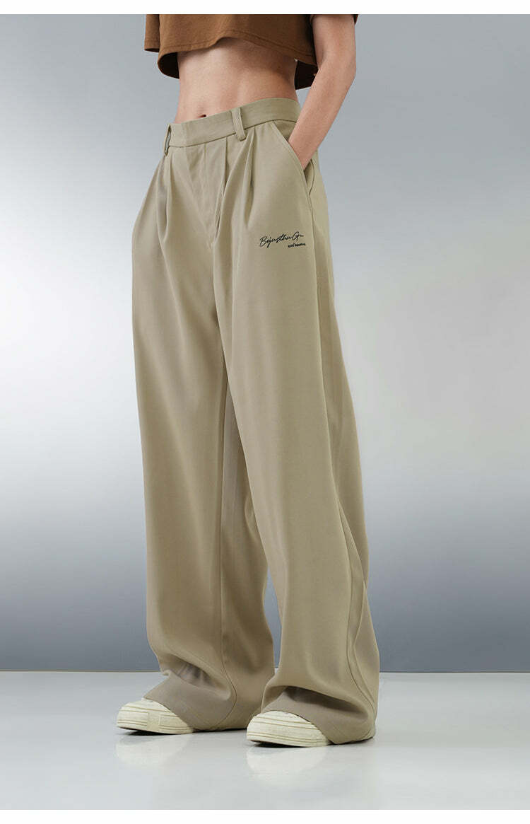 BJHG Y2K Pleated Trousers - 90s Grunge, Retro Summer Outfits, Y2K Club & Party Fashion